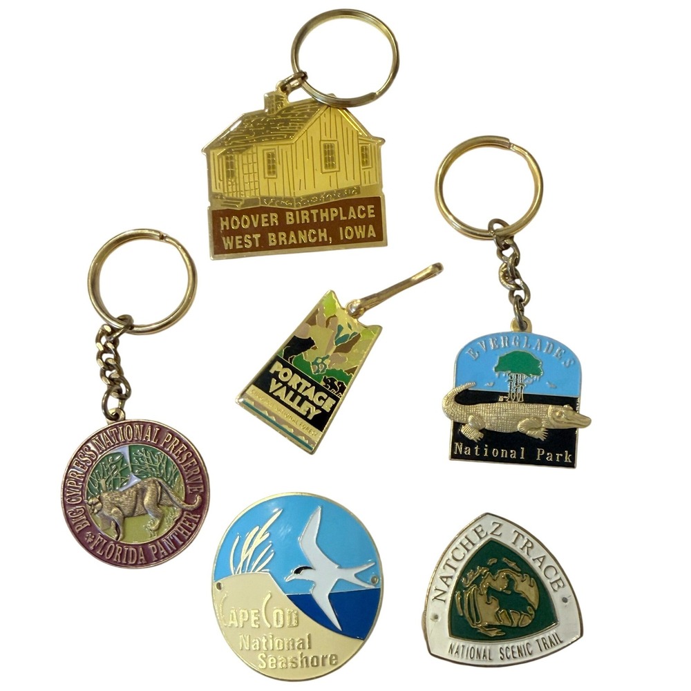 Vintage National Park Keychain Pin Lot Everglades Big Cypress Cape Cod Souvenir